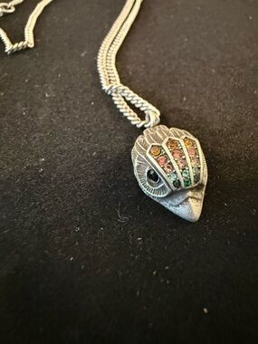 Kurt Geiger Silver Eagle Head Pendant Necklace with Multicolor Crystals